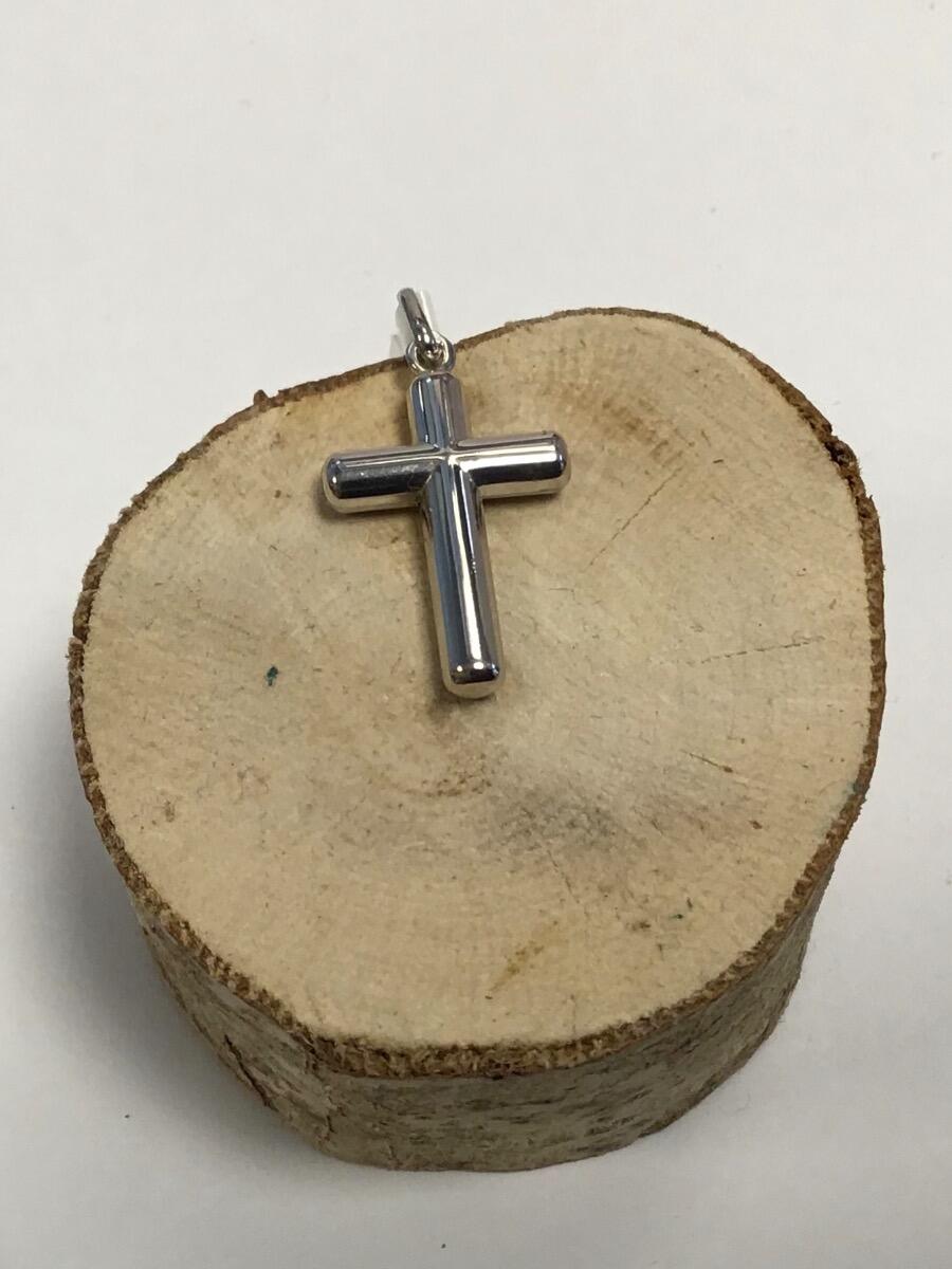 # Pendentif croix or blanc 750/000