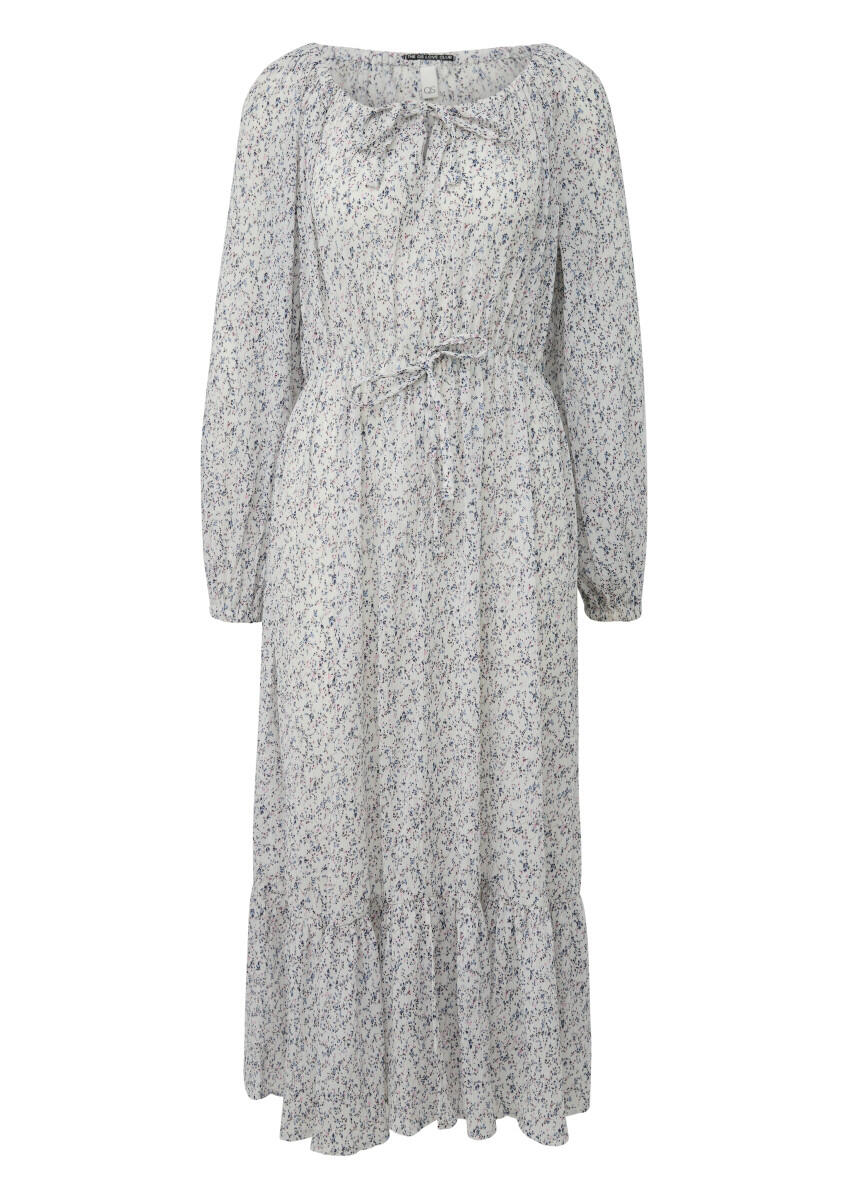 Robe midi à imprimé allover et manches ballon