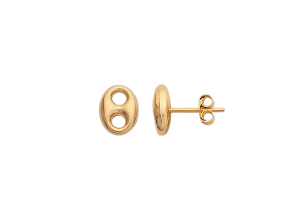 # Hollow and smooth coffee bean earrings in 18K yellow gold