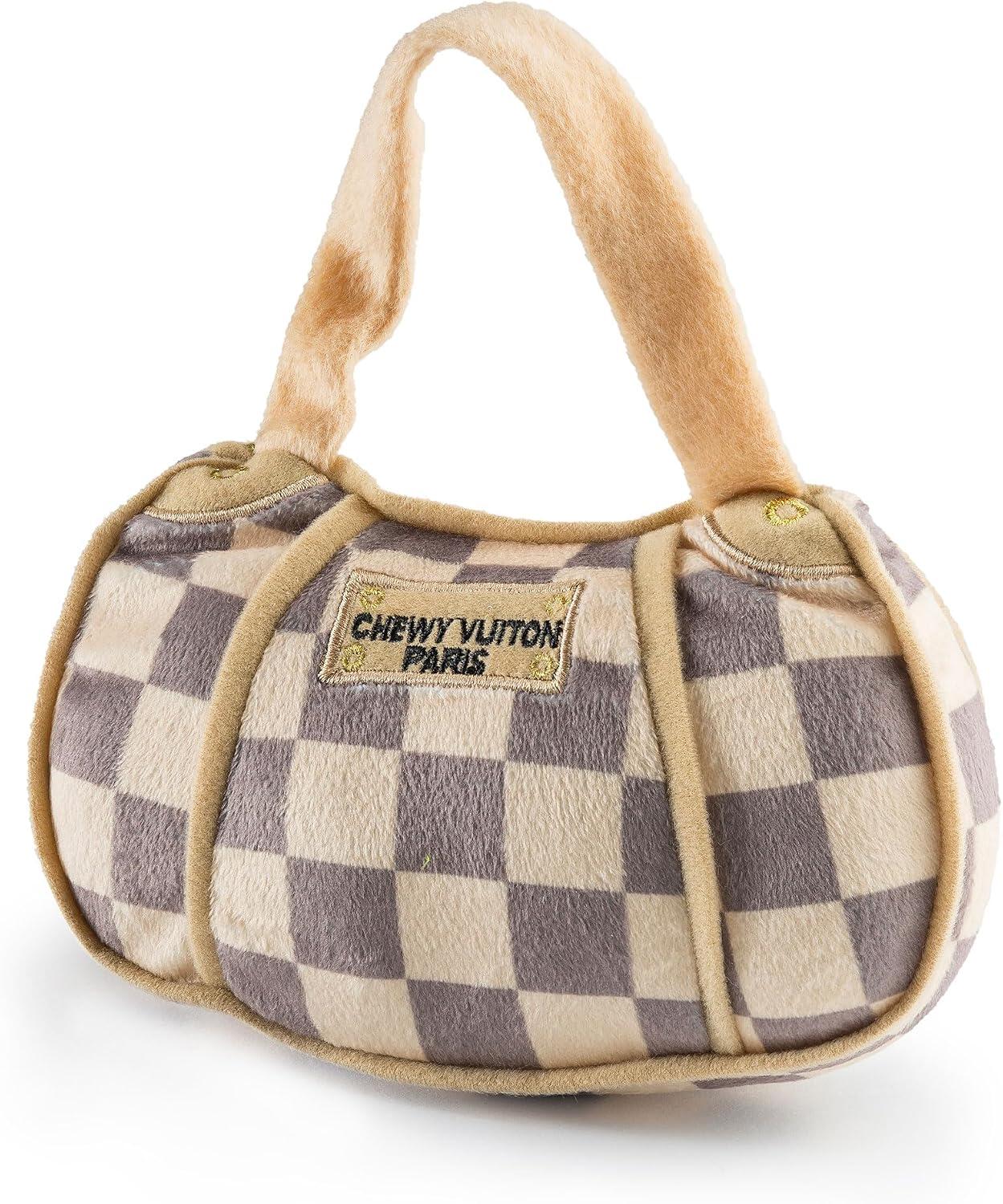 Pawsome Chewy Vuiton Purse Plüsch-Quietschspielzeug für Hunde (Groß) | Luxusspielzeug im Fashion-Design von Haute Diggity Dog