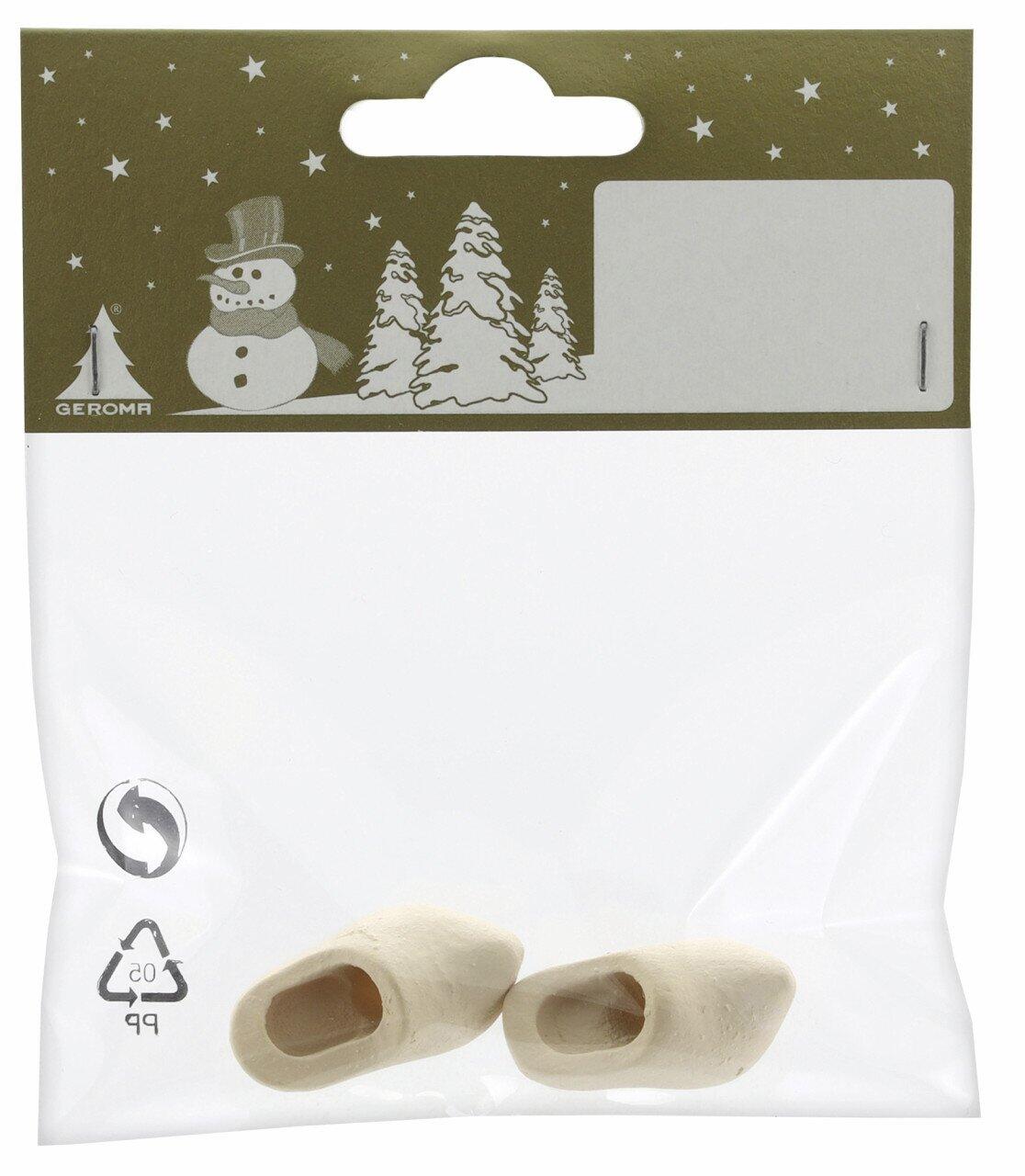 Decorative figurine – wooden clogs, 6 cm, natural, 1 piece