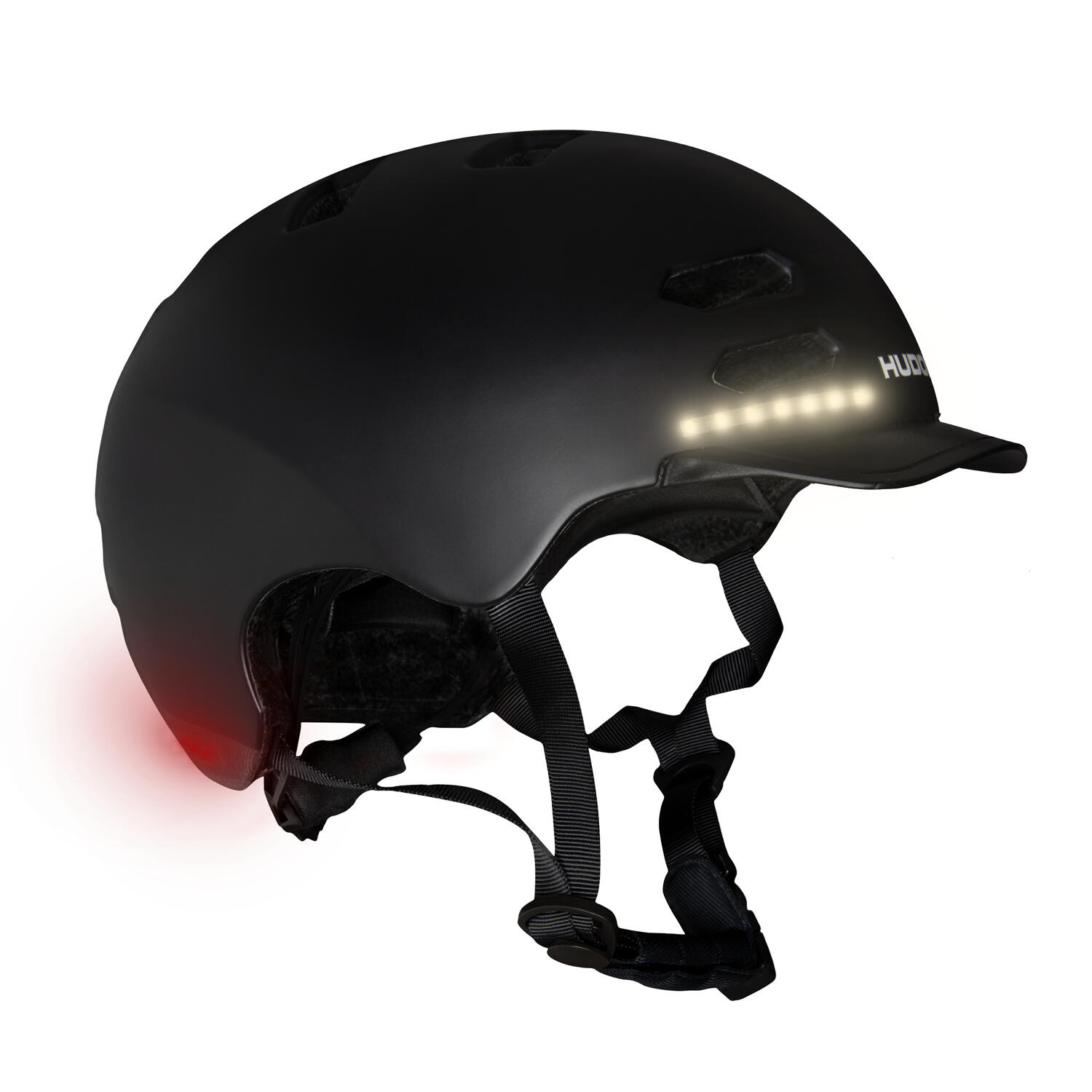 HUDORA Fahrrad-/Skate-Helm mit integrierten LED-Lampen 