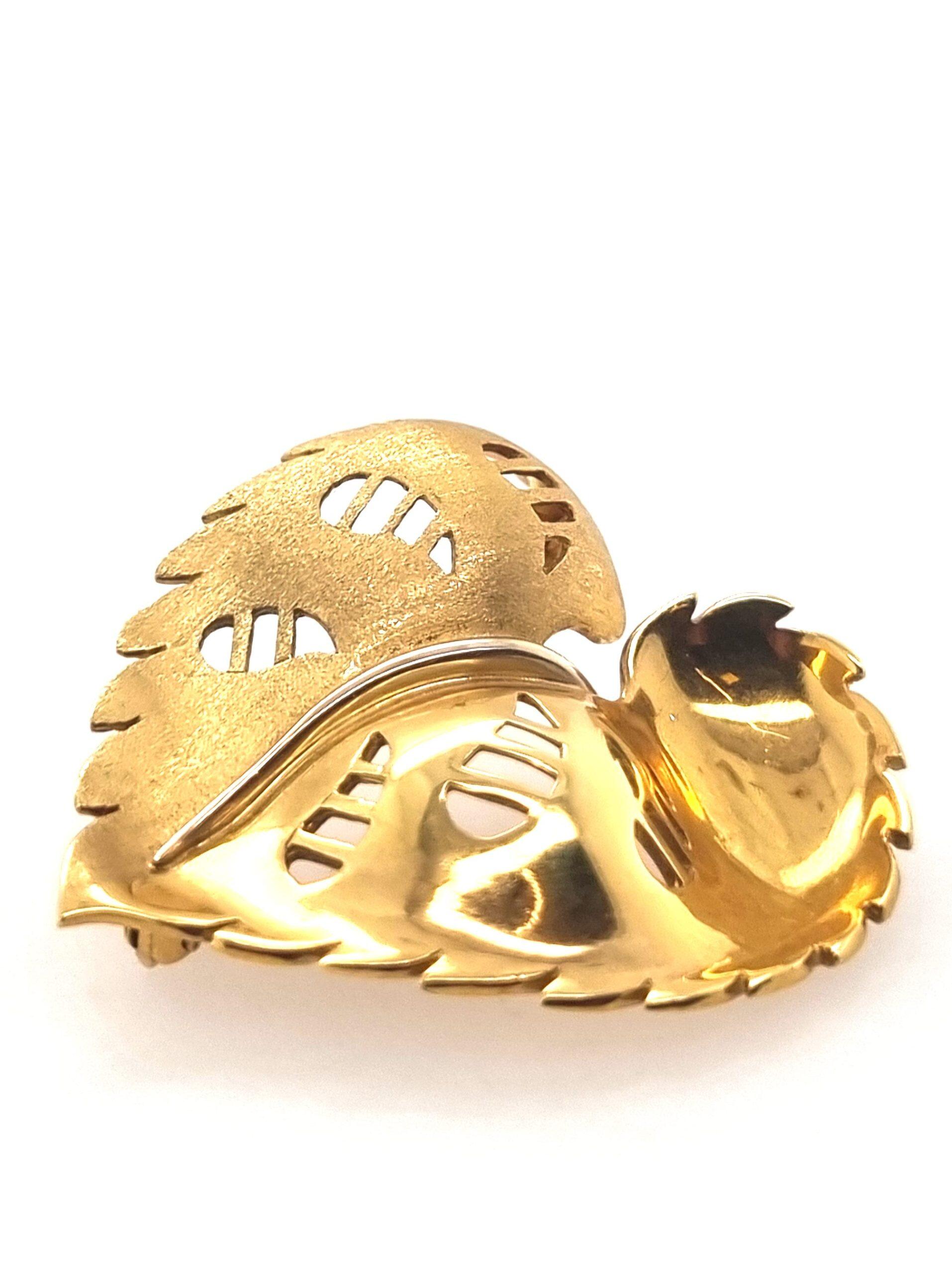 18K Yellow Gold Leaf Brooch