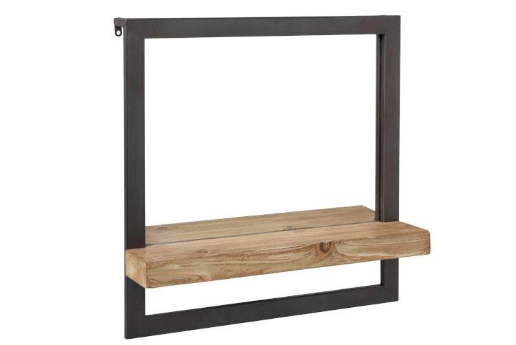 J-LINE WALL RACK 1 BED + MIRROR WOOD/METAL NATURAL | Letzshop