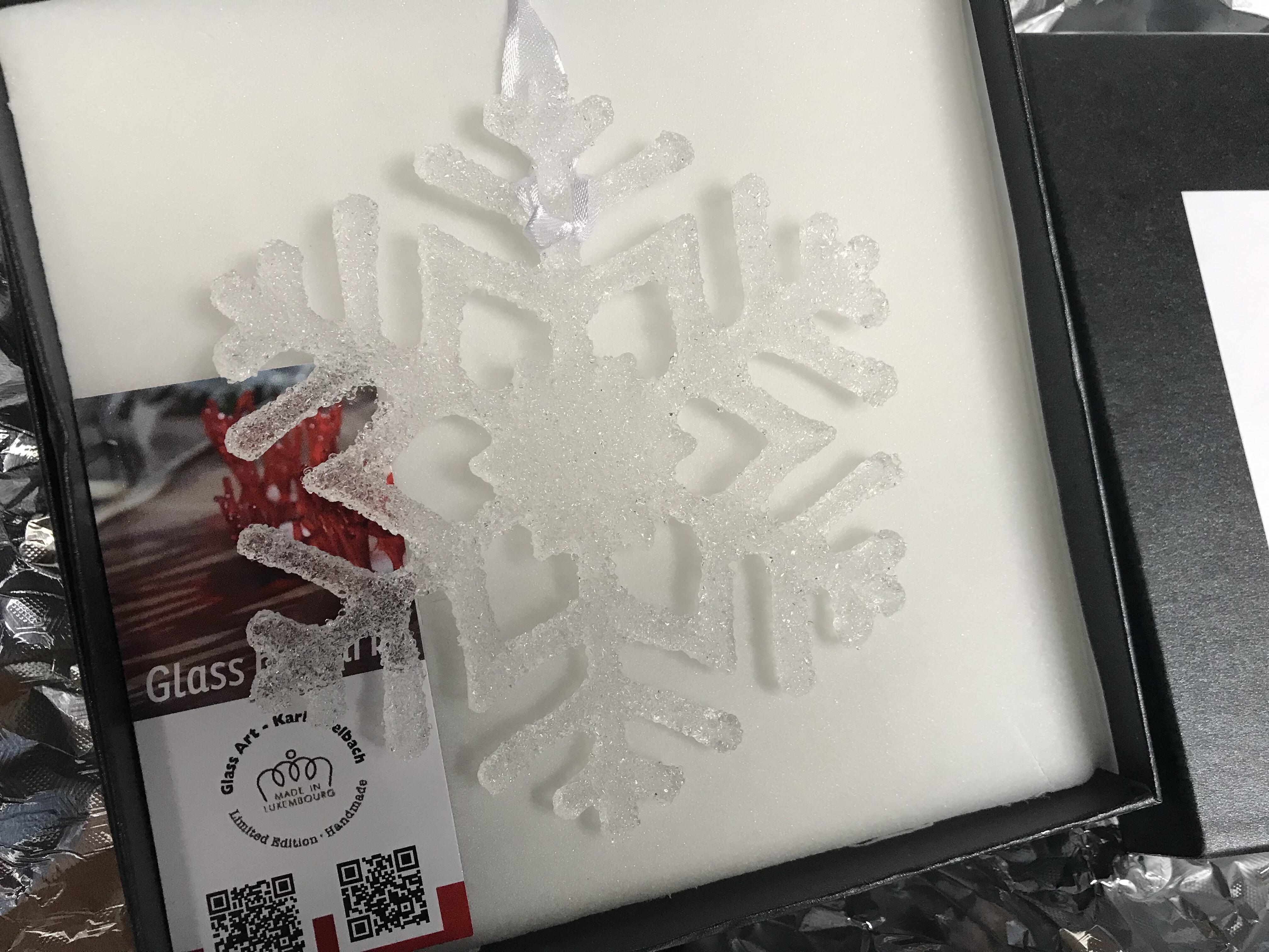 Flocon de neige "cristal transparent", fait main, MADE IN LUXEMBOURG, Design 1