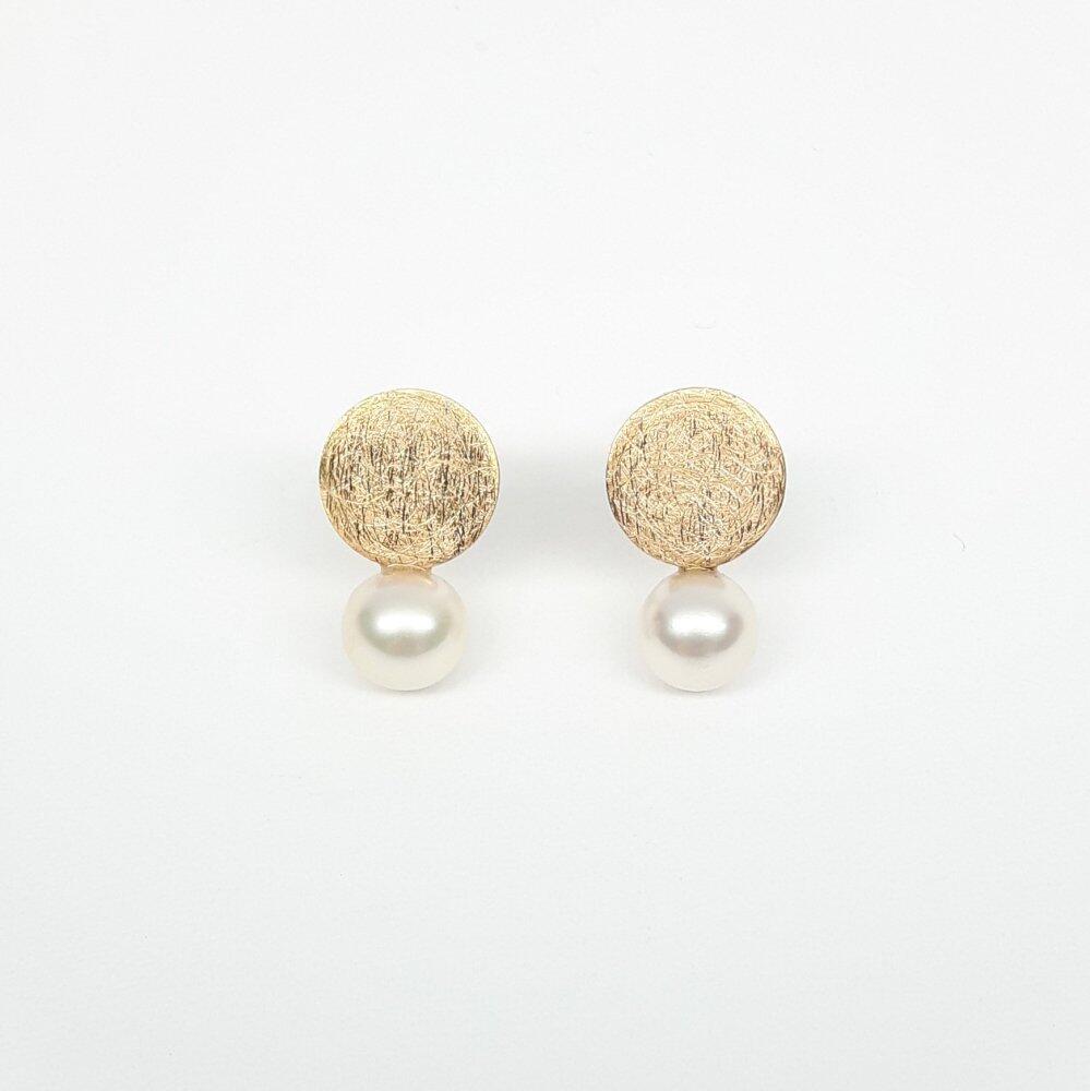 Boucles d'oreilles en or rouge 18kt et perles Akoya.