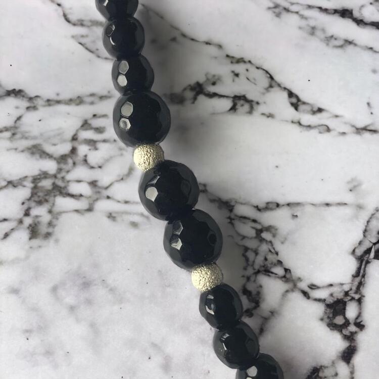 Necklace with faceted black onyx agate Letzshop