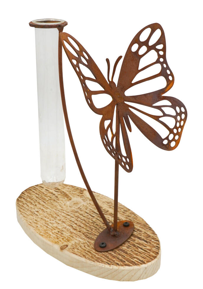Badeko decorative figurine: butterfly with a test tube, 25 cm, rust brown.