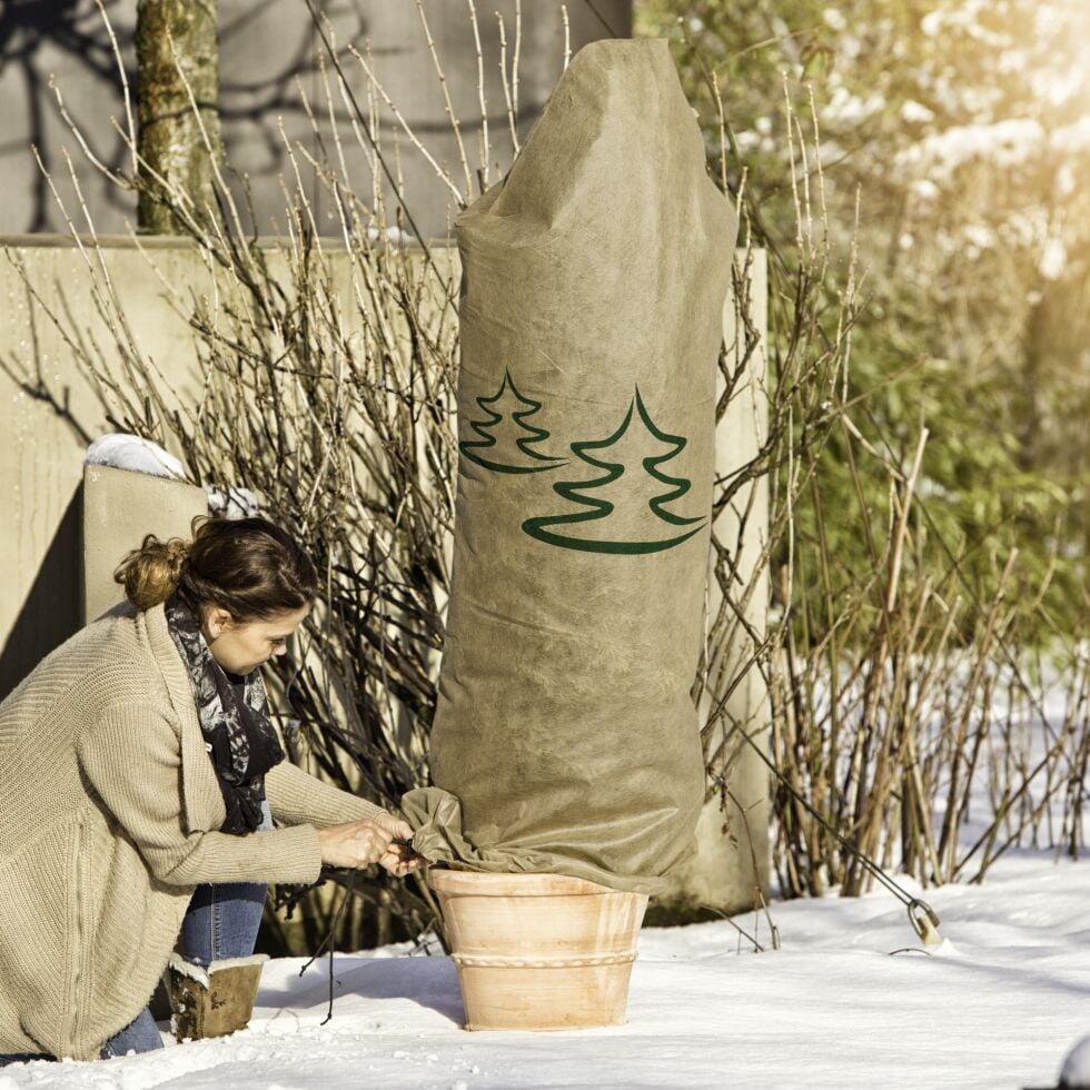 Windhager Deko-Haube Protect XXL 1,4 x 2 m, beige avec motif de sapins