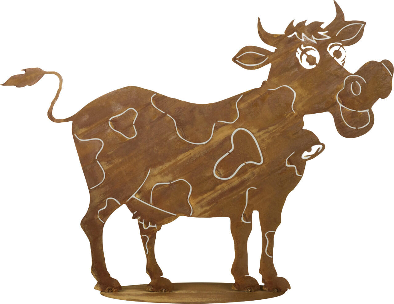 Badeko decorative figurine: cow on a base plate, 34 cm, rust brown