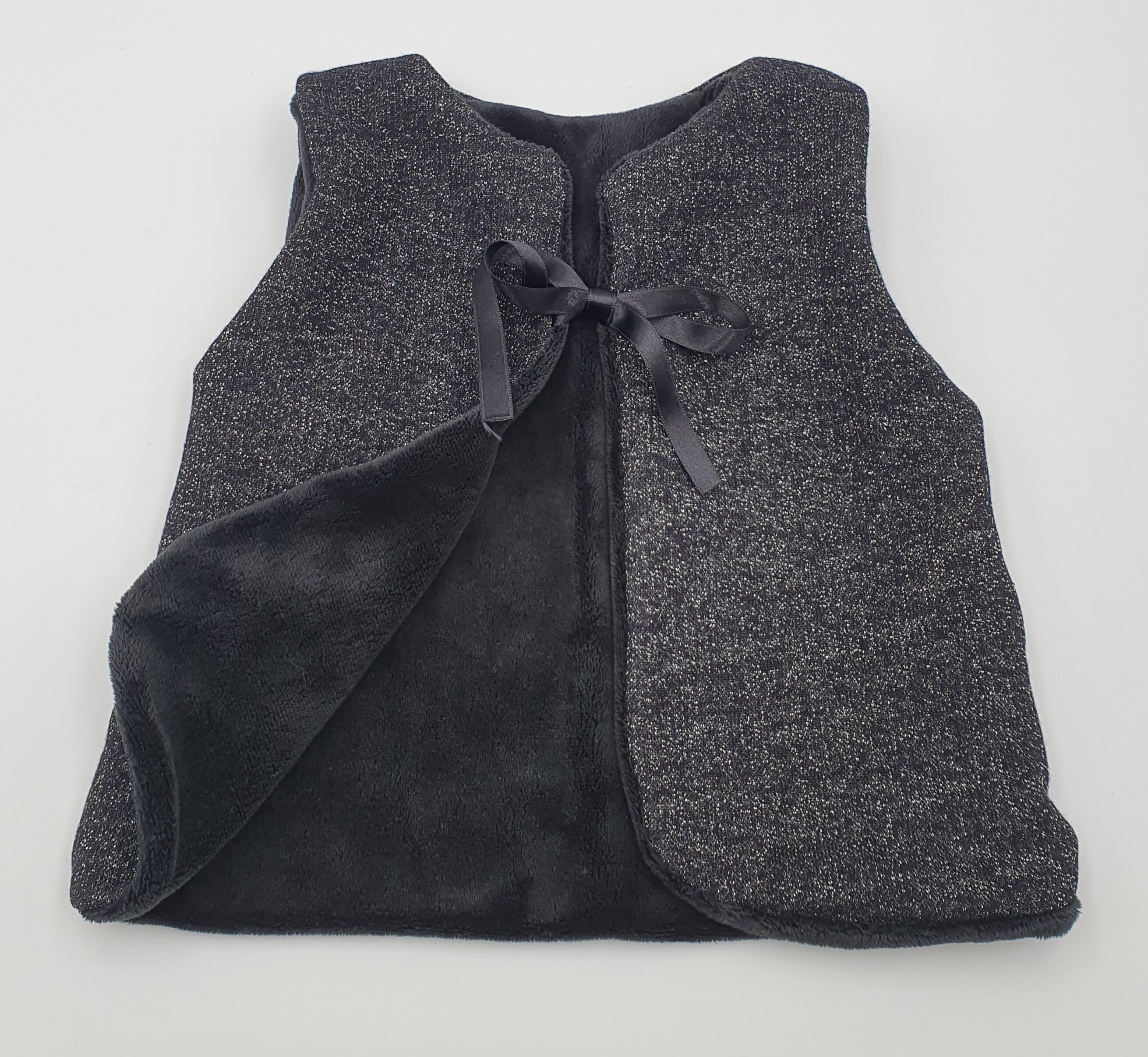 Reversible soft knit vest Sequins/Minkee, customizable girl