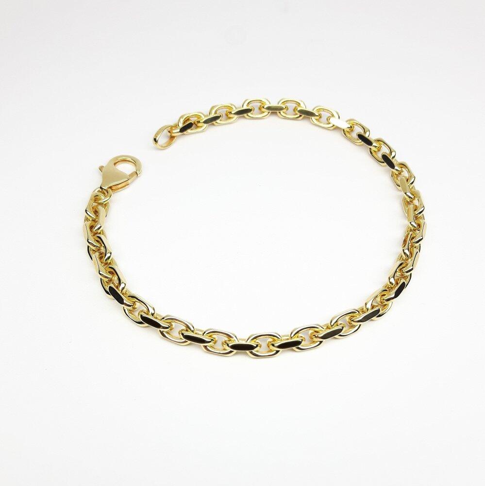 Diamond-cut anchor chain bracelet, solid 18k yellow gold, 19 cm, Ø 4 mm.