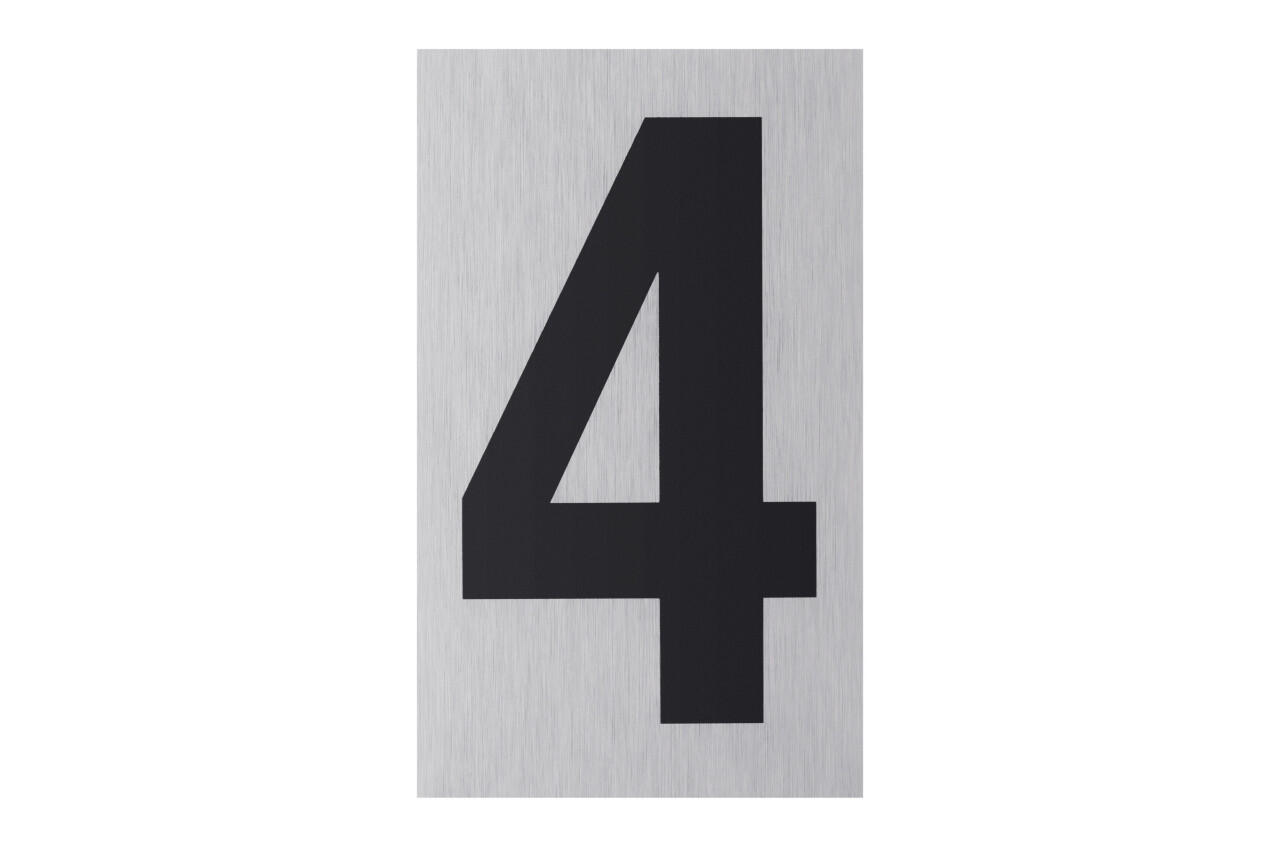 Conmetall Aufkleber Zahl 4 Aluminium 10 x 6 cm edelstahl-optik