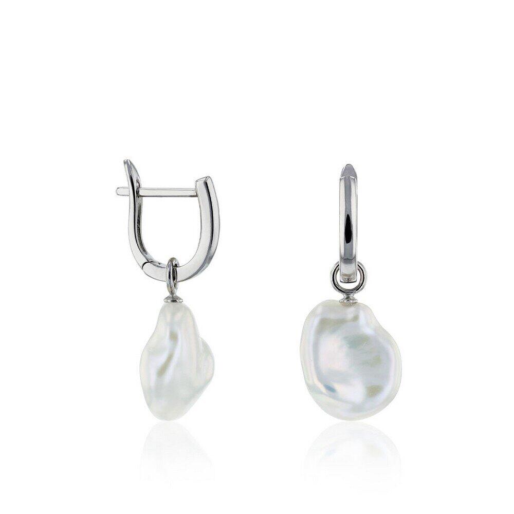 Luna-Pearls - 315.0429 - Boucles d'oreilles pendantes - pour femmes - Argent 925 rhodié - Perle d'eau douce cultivée de 10 à 11 mm