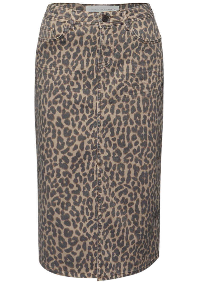 Midi-Rock mit Leo‑Muster