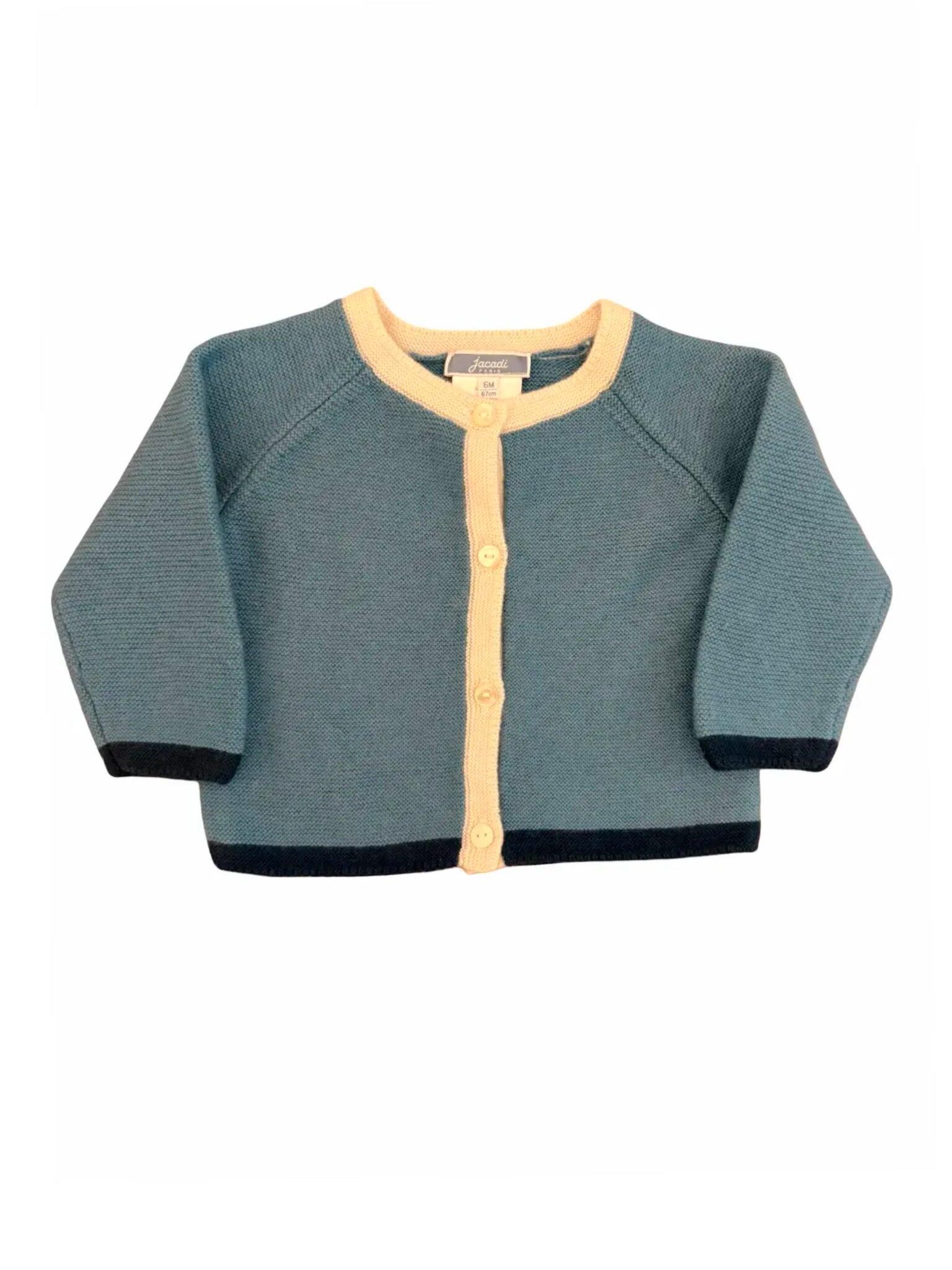 Jacadi cardigan bleu en laine et cachemire (6M / 67)