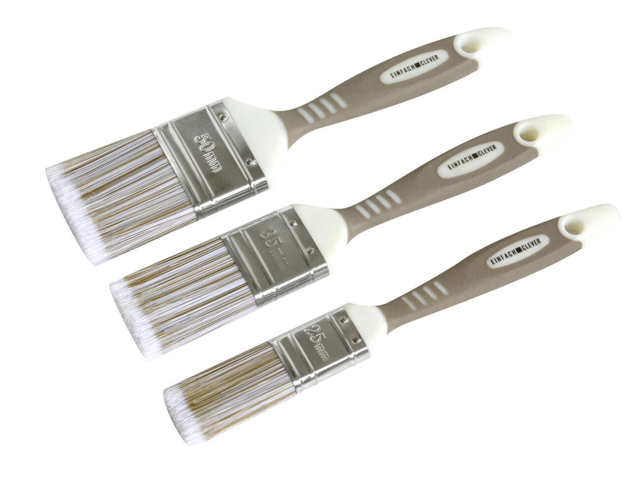 Nespoli set de pinceaux plats 3 pièces – 25 mm, 35 mm et 50 mm – marron et blanc
