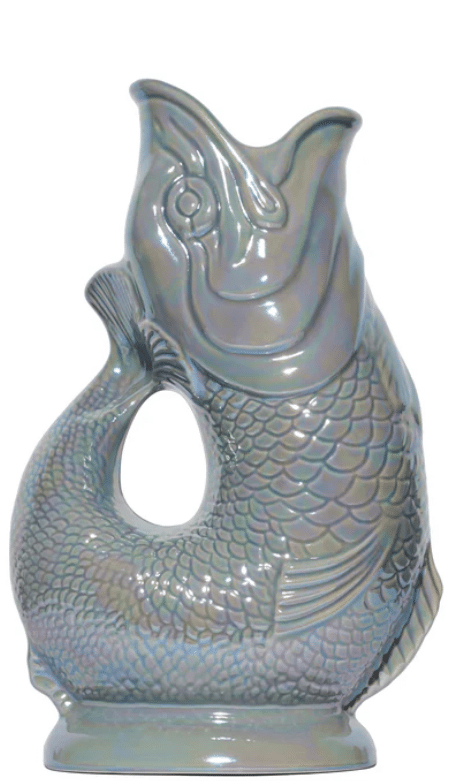 Gluckigluck - Gluggle Jug - fish jug shimmering in a dark gray color.