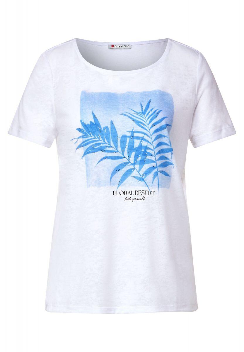 Street One T-Shirt mit Partprint - | (30000) Letzshop - 36 weiß