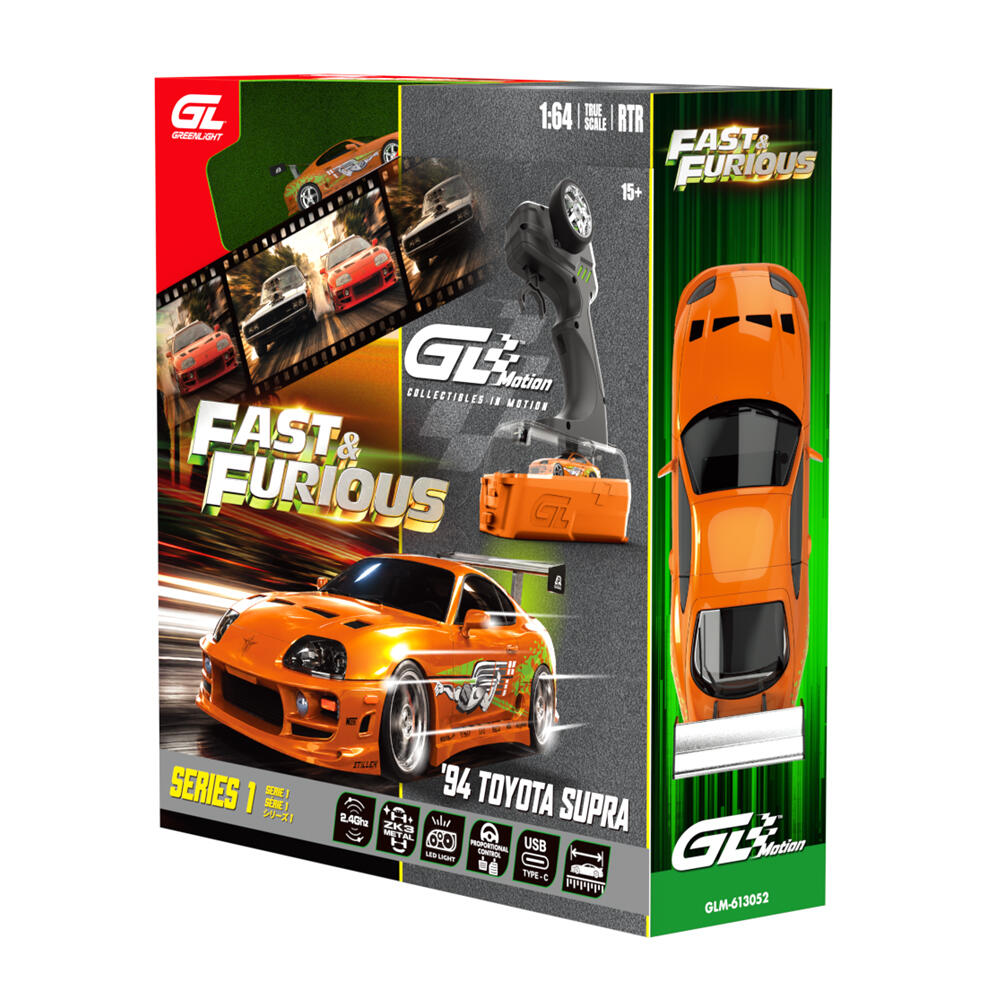[Pre-Order Only] Greenlight - 1994 Brian's Toyota Supra MK4 - The Fast & The Furious - Kombi Set - GL Motion - RC Car - #GLM-INT-713052 - 1/64