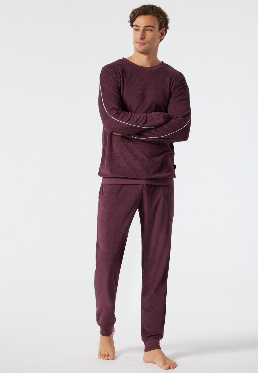 SCHIESSER Long pajamas in terry cloth with burgundy