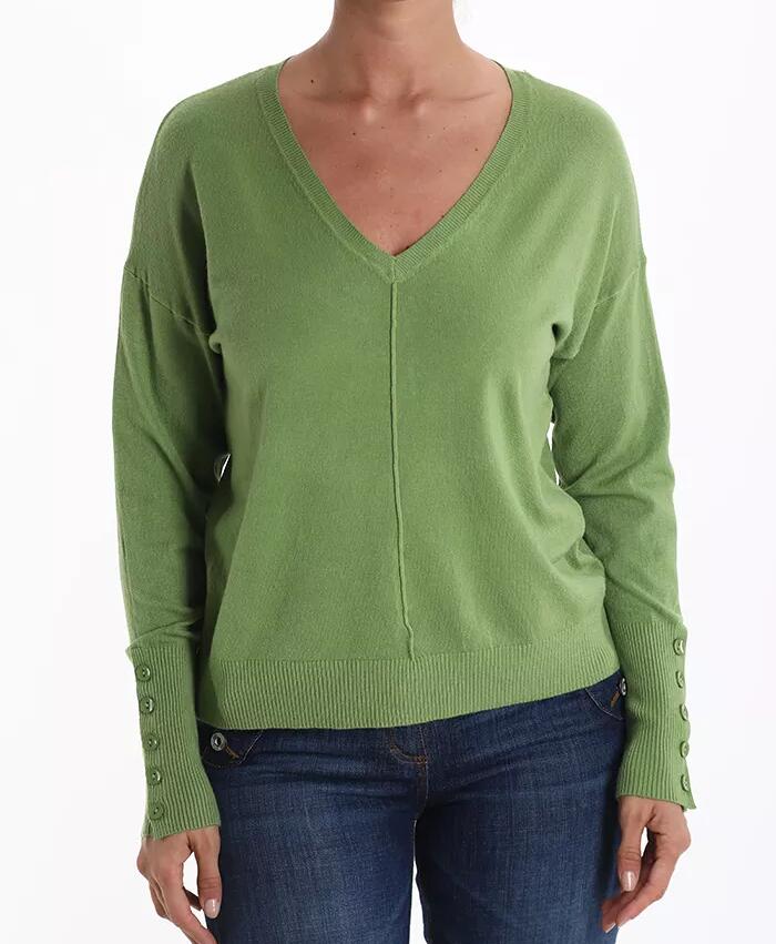 V neck 2025 button sweater