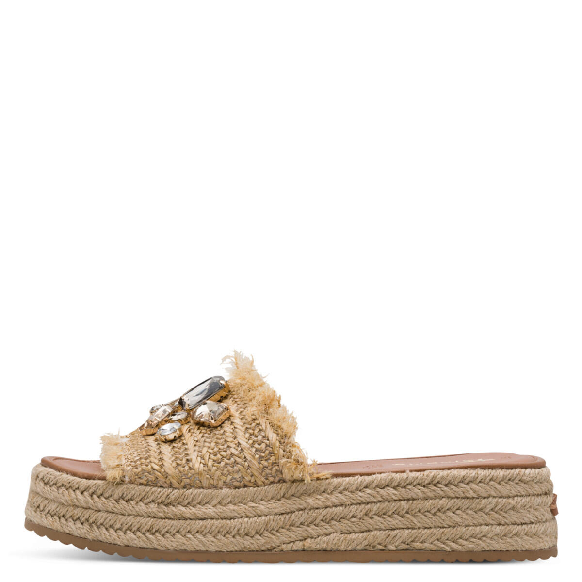 Pantolette mit Plateausohle und Schmuckstein-Verzierung