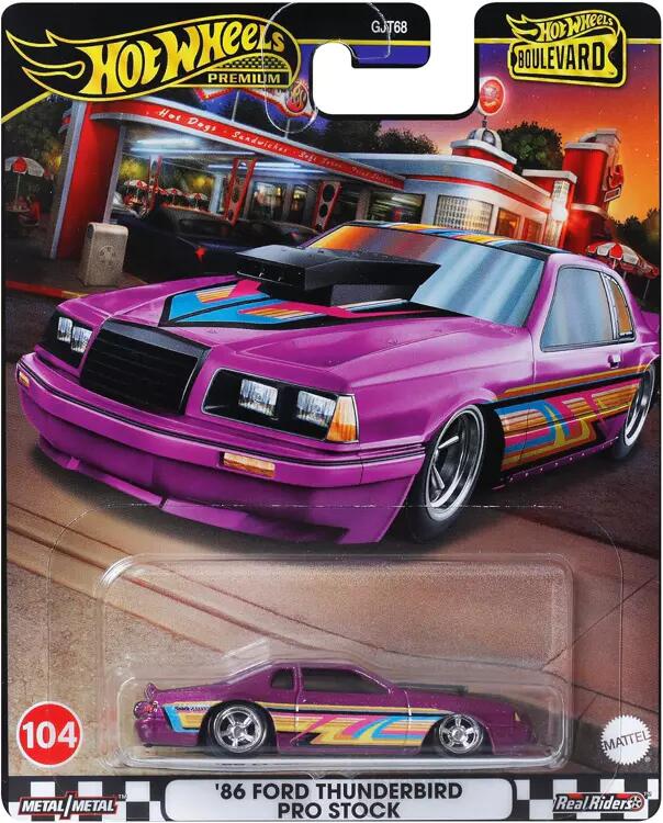 Hot Wheels Premium - #GJT68 HRT72 - '86 Ford Thunderbird Pro Stock - Boulevard Series #104 - Hot Wheels Premium - 1/64