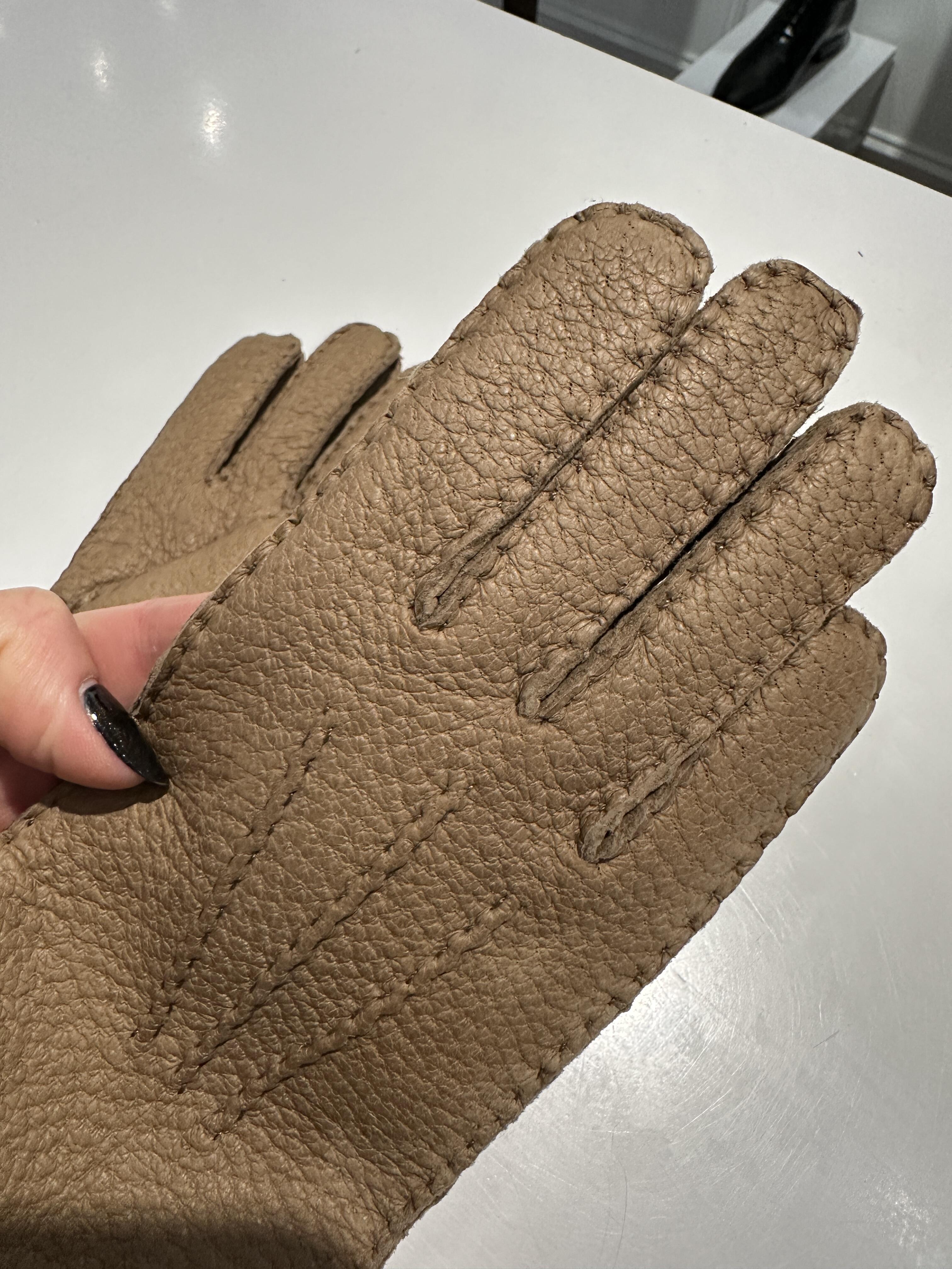 Gants femme en cuir pécari beige