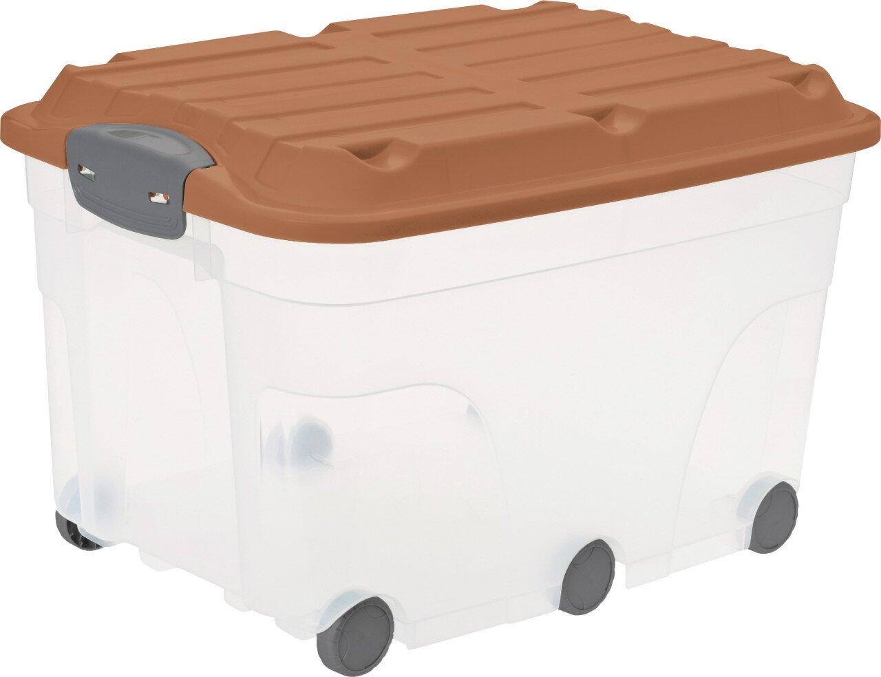 Boîte de rangement Rotho avec couvercle 59,5 x 40 x 37 cm corail argileux