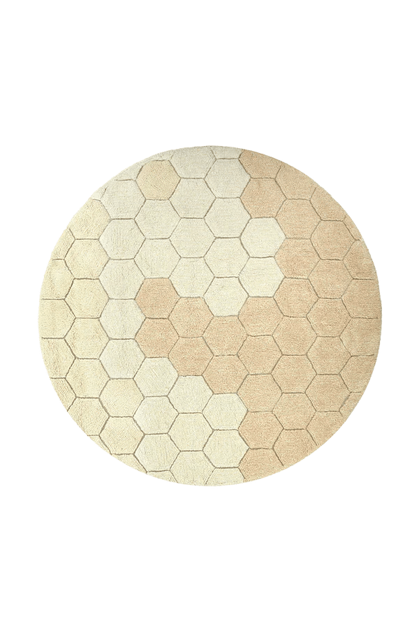 Washable round rug Honeycomb Golden, 140 cm