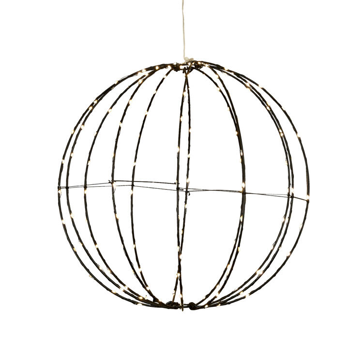 Luca Lighting LED Kugel hängend Ø 38 cm warmweiß batteriebetrieben mit Timer - 144 LED schwarz