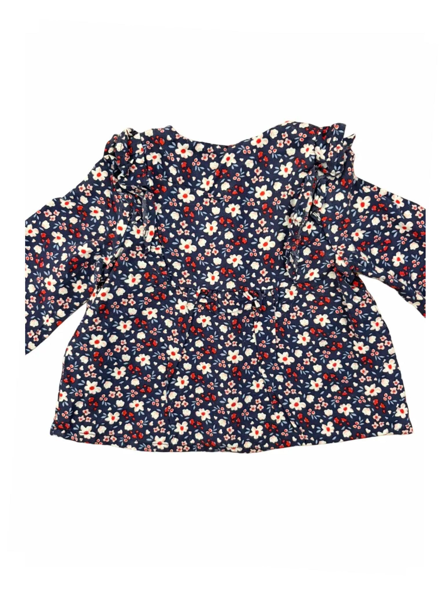 Sergent Major marineblaue Bluse mit Blumenmuster (18 Monate)