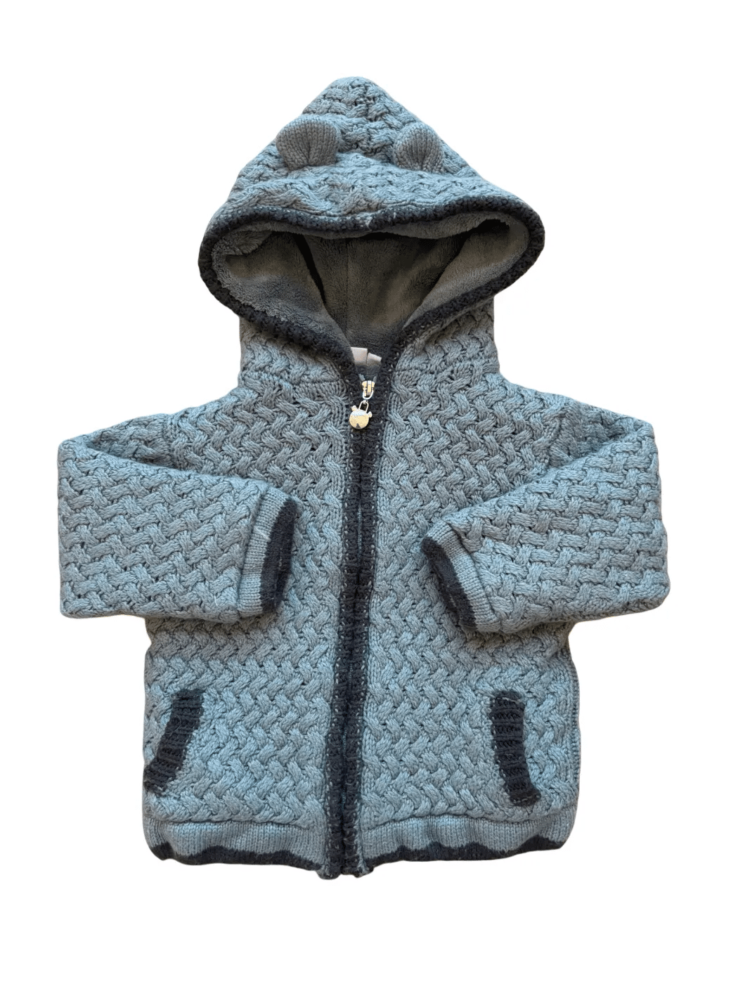 Noukie's Blauer Kabelstrick-Cardigan mit Kapuze (18 Monate / 86)