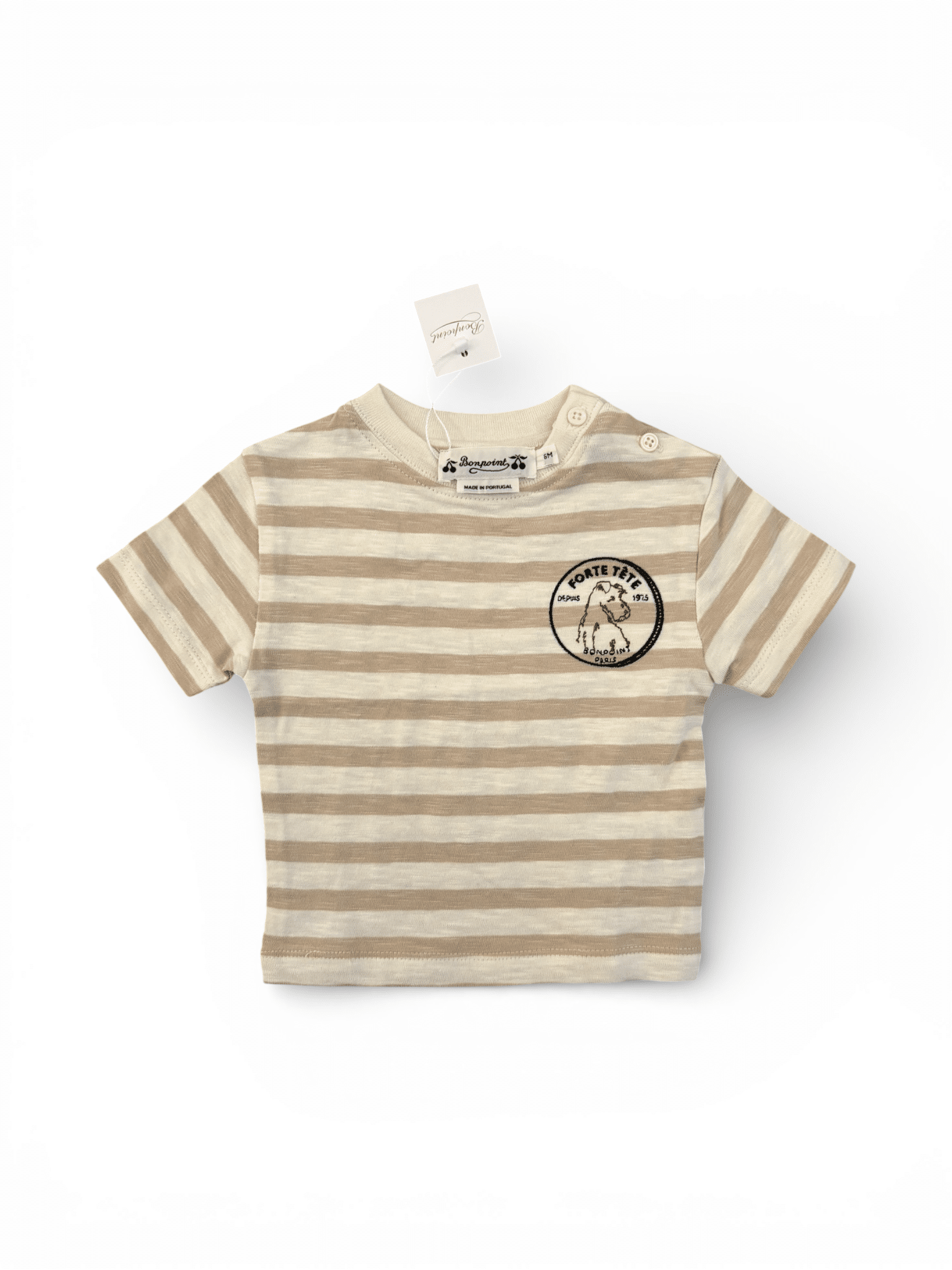 Bonpoint T-shirt beige à rayures (6 mois)