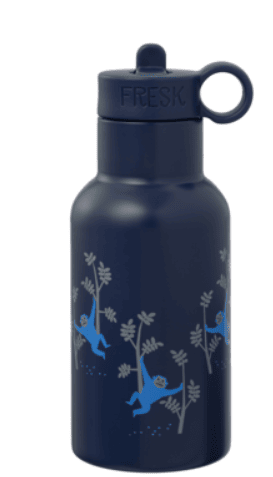 FRESK Nordic Flask Stainless Steel Thermos Bottle 350 ml, 2 lids, Collapsible straw + thermos lid, Color: Monkey