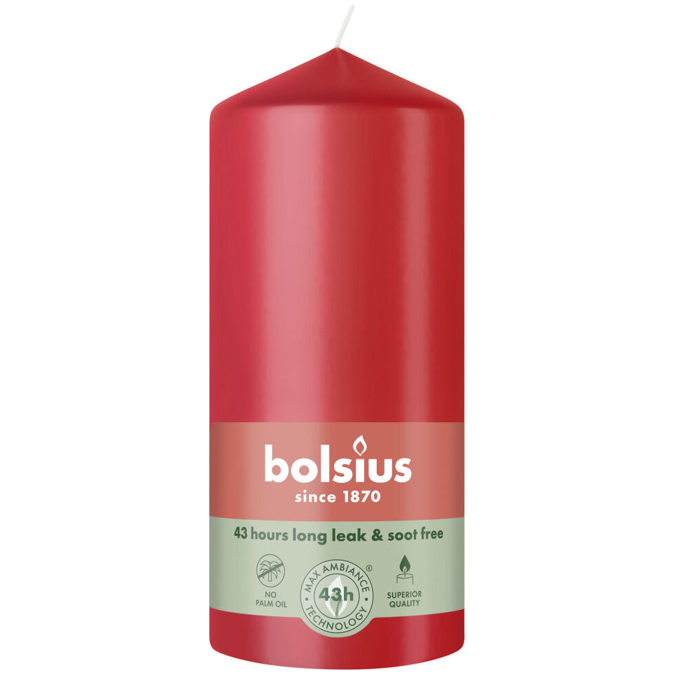 Bolsius pillar candle Ø 6.8 x 13 cm soft red