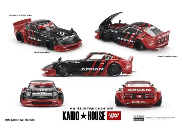 Mini GT - 1/64 1978 Nissan Fairlady Z Kaido GT Advan, black/red (MGTKHMG172)