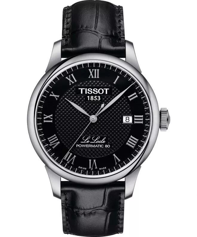 
Tissot Le Locle Automatik-Herrenuhr, 80 Stunden Gangreserve, Powermatic 80, schwarzes Zifferblatt, silbernes Gehäuse, schwarzes Lederarmband