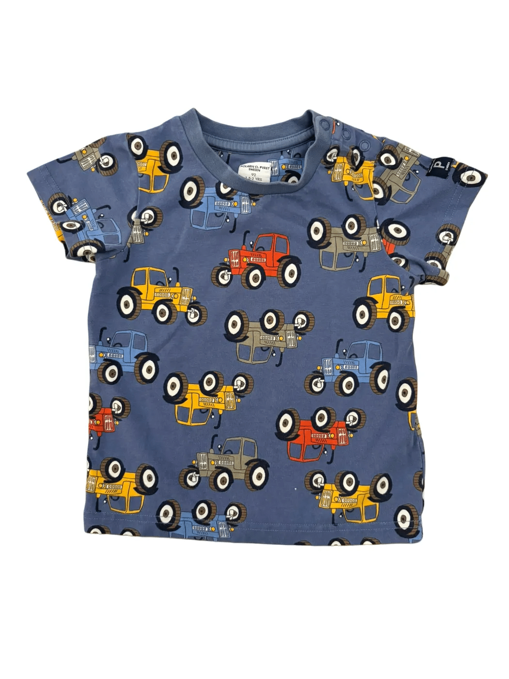 Polarn O. Pyret T-shirt bleu tracteur (18-24 mois / 92 cm)