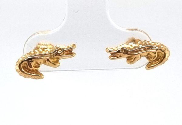 Boucles d'oreilles crocodile or jaune 18K