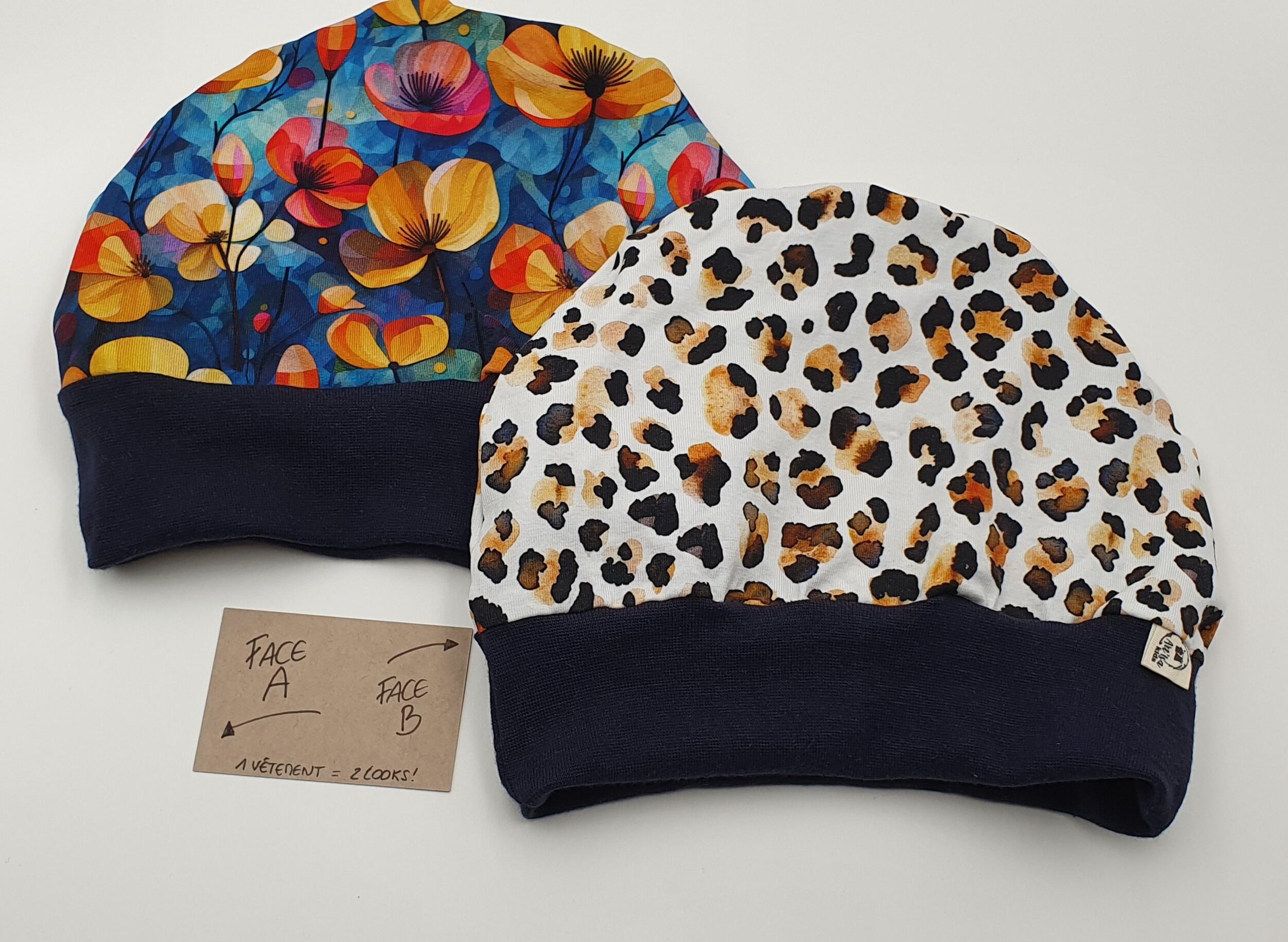 Ensemble bonnet + col "Fleurs d'automne"