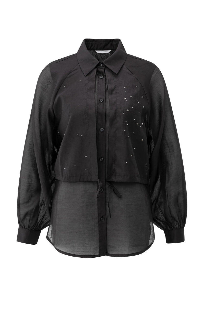 Doppellagige Bluse mit Verzierungen