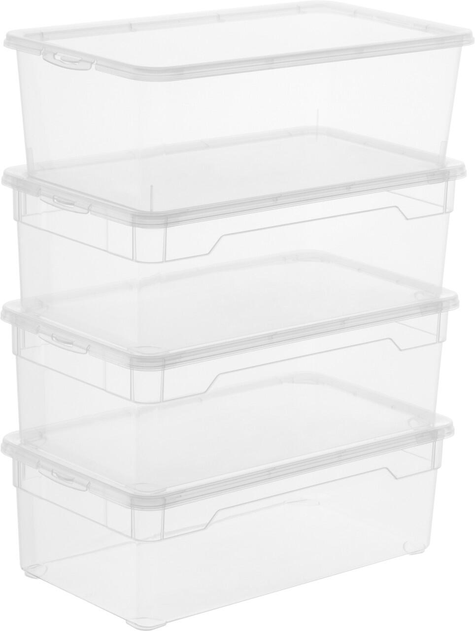 Rotho Aufbewahrungsbox CLEAR mit Deckel 5 L transparent 4er-Set
