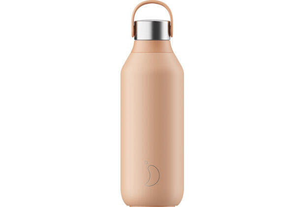 Chilly's Series2, 500ml, double-walled vacuum insulated stainless steel bottle, 12/24h hot/cold Color: Peach Orange