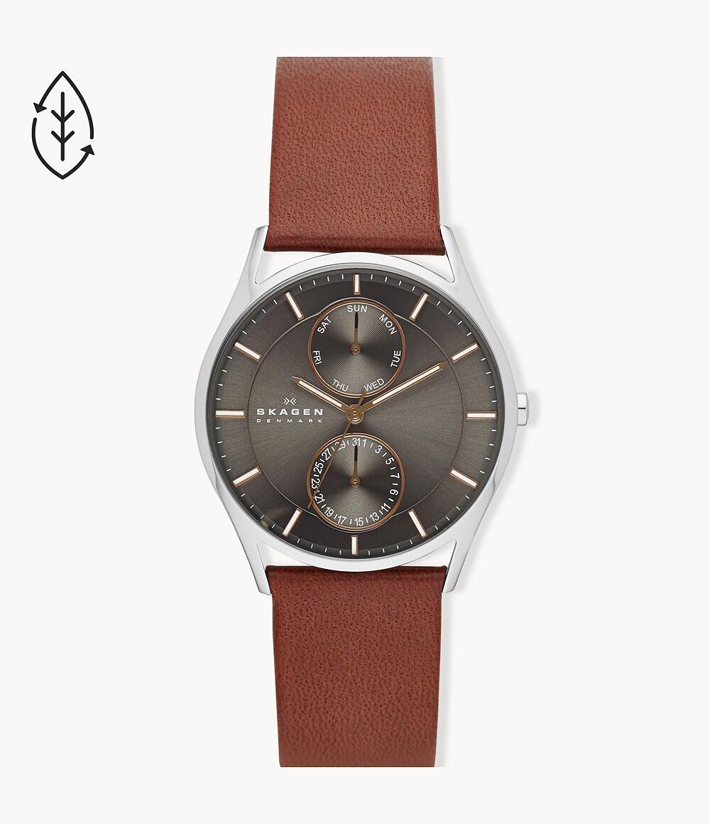 Holst Chronograph Montre multifonction en cuir brun moyen