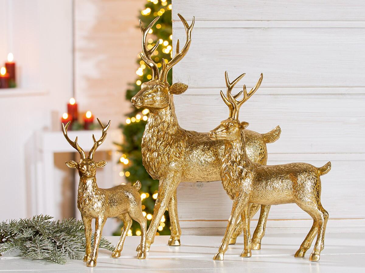 Resin deer, gold, available in 2 sizes 884 885 Winter