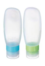 2 Silikonflaschen mit tropfsicherem Verschluss