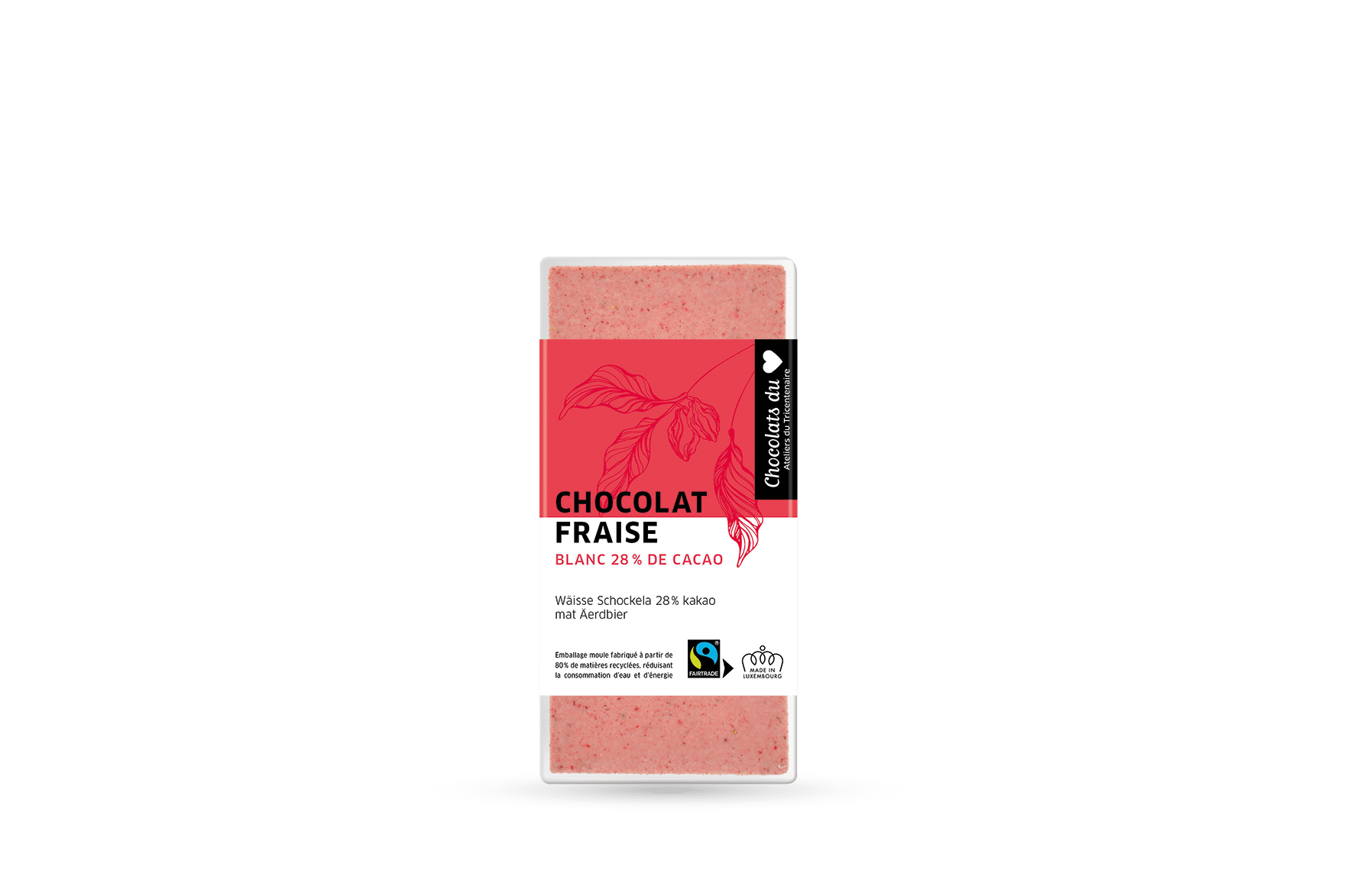 Tablette Chocolat Fraise blanc, 100g 