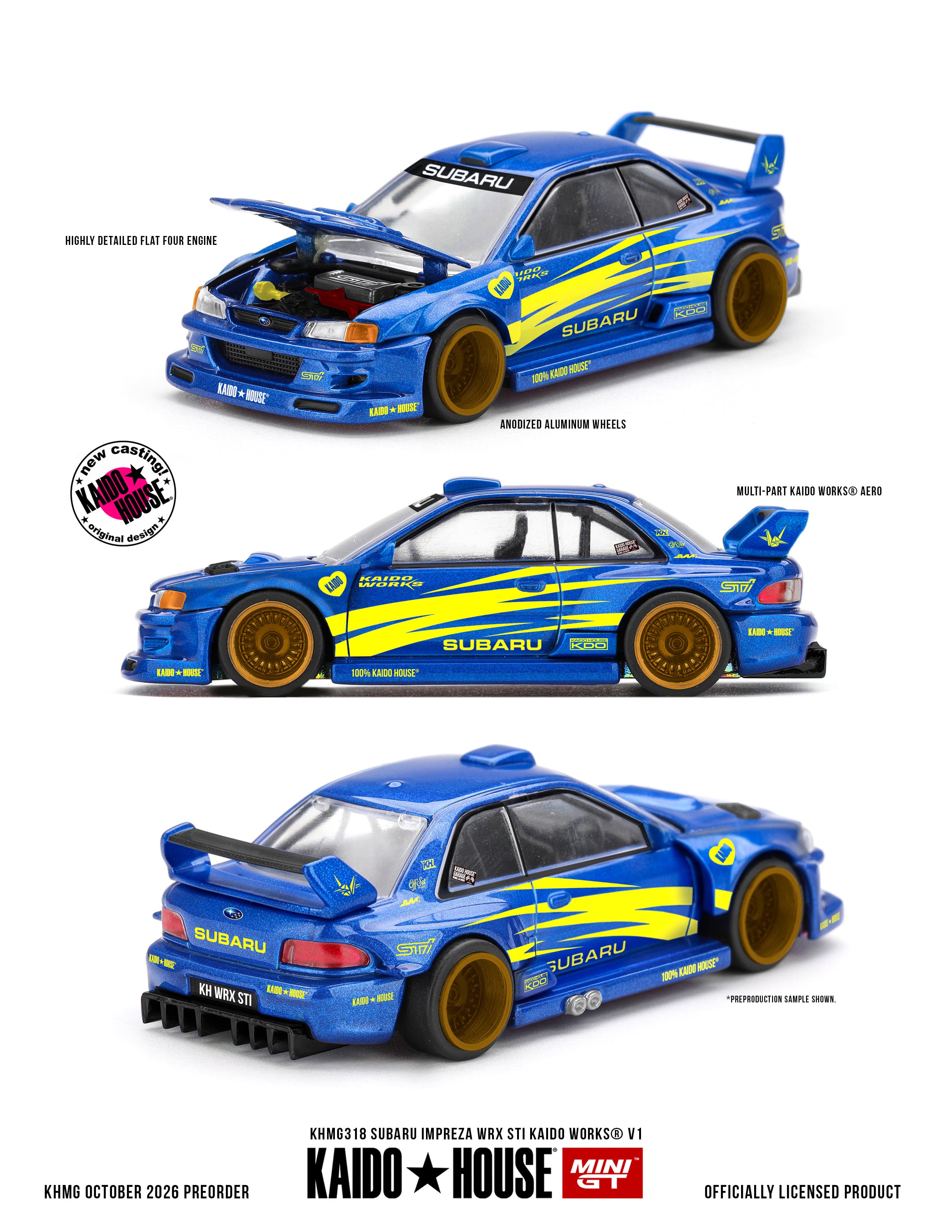 [Vorbestellbar] Kaido★House / Mini GT - Subaru Impreza WRX STI - Kaido Works V1 - #KHMG318 - 1/64